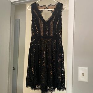 Black lace keyhole back dress